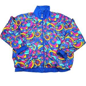 Casual Isle Windbreaker Jacket Unisex Medium Colorful Vintage 80s 90s Geometric